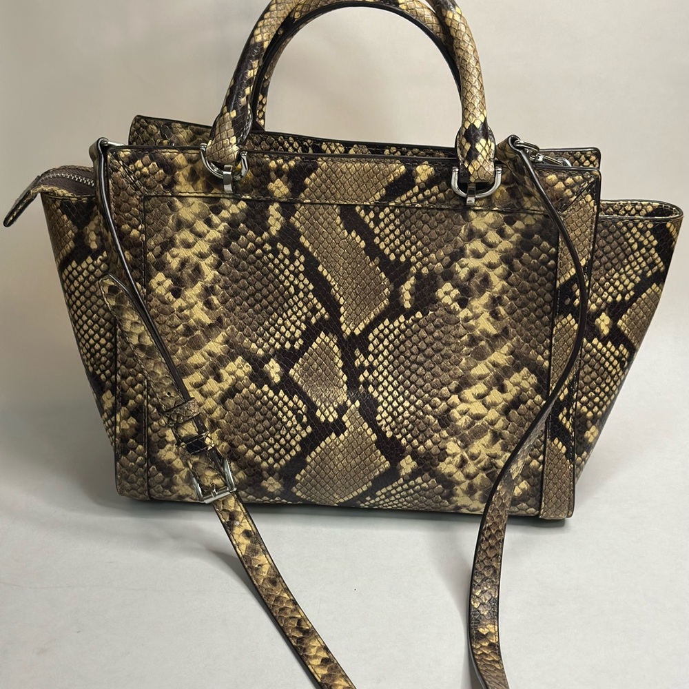 Michael Kors Tina Python Snake Embossed Satchel - image 2